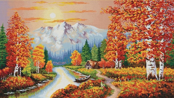 Flaming Sunset NO-COUNT Printed Cross Stitch Kit N940-067