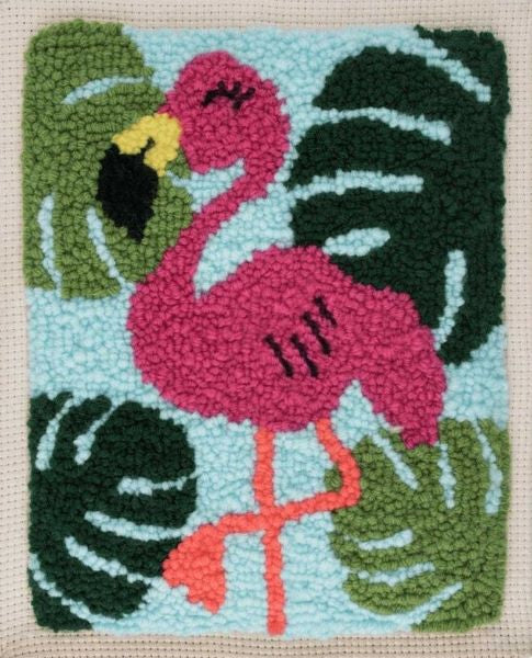 Flamingo Punch Needle Kit, Punch Needle Embroidery Kit, Trimits (with tool) GCK093