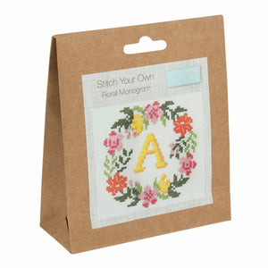 Floral Monogram Cross Stitch Kit, Beginners Starter Kit