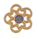 Metal Buttons, Gold Flower Silver Glitter Button - 14mm