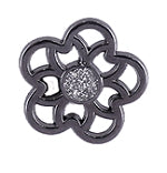 Metal Buttons, Pewter Flower Silver Glitter Button - 22mm