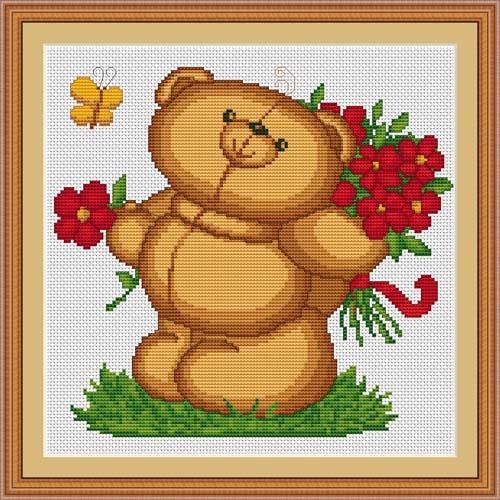 Flower Bear Cross Stitch Kit, Luca-s B171