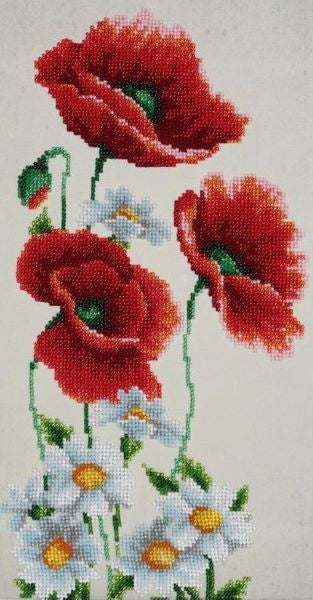 Flowers of the Field Bead Embroidery Kit, Bead Work Embroidery VDV TN-0792