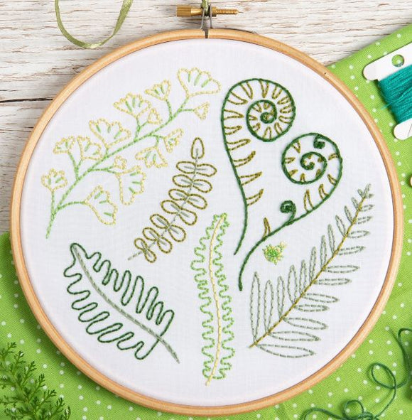 Forest Ferns Embroidery Kit with Hoop, Hawthorn Handmade