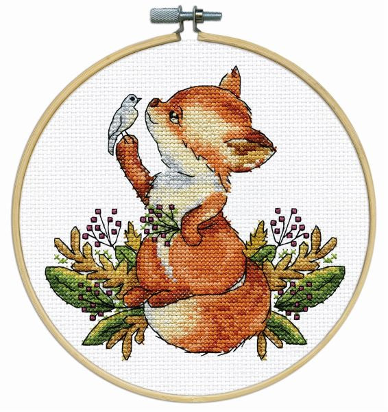 Fox Cross Stitch Kit with Hoop, Design Works 7044