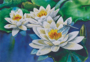 Gentle Lotuses Embroidery Kit, Panna JK-2076