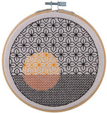 Geometric Sunset Blackwork Embroidery Cross Stitch Kit, Anchor ABW0003