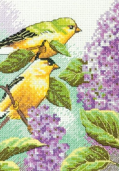 Goldfinch and Lilacs Cross Stitch Kit, Dimensions D70-65153