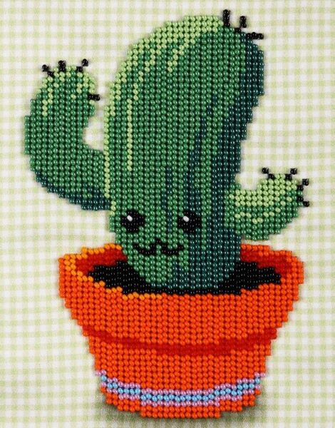 Green Cactus Bead Embroidery Kit, Bead Work Kit VDV, TN-0882