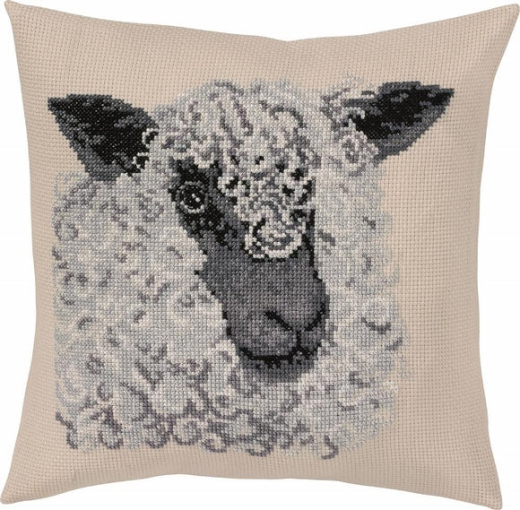 Woolly Sheep Cross Stitch Kit Cushion Permin 83-6103