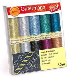 Gutermann Thread Set, Metallic Effects Sewing Thread Pack of 10, 734007\1