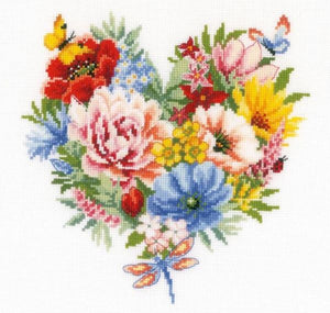 Heart of Flowers Cross Stitch Kit, Vervaco pn-0179766