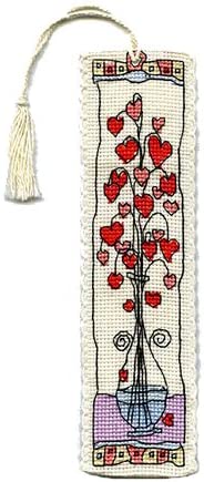 Hearts in a Glass Vase Bookmark Cross Stitch Kit, Michael Powell Art BM005