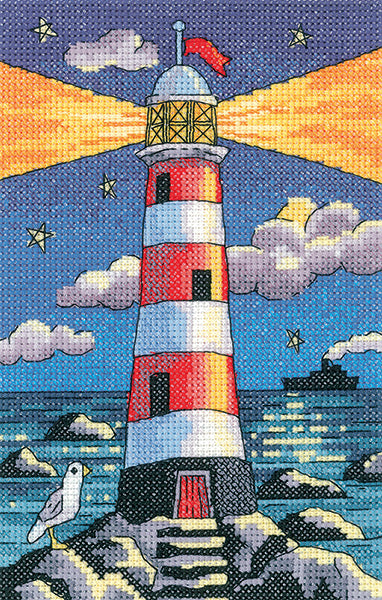 Lighthouse by Night, Counted Cross Stitch Kit, Heritage Crafts BSLN1389