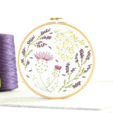 Highland Heathers Embroidery Kit with Hoop, Hawthorn Handmade