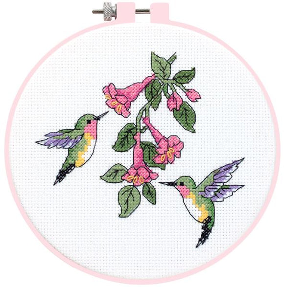 Hummingbird Duo Cross Stitch Kit with Hoop, Learn-a-Craft D72407