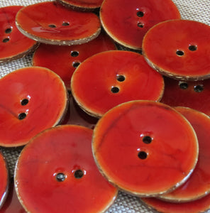 Glazed Coconut Buttons,  Rustic Red Button - Extra Large,  40mm