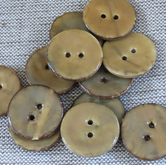 Glazed Coconut Buttons, Opaque Mustard Button - Large, 30mm