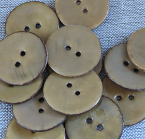 Glazed Coconut Buttons, Opaque Mustard Button - Extra Large,  40mm