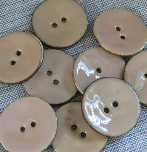 Glazed Coconut Buttons,  Salmon Button - Extra Large,  40mm