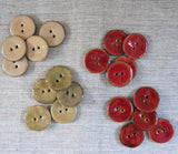 Glazed Coconut Buttons,  Rustic Red Button - Large, 30mm