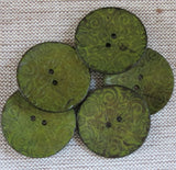 Coconut Buttons, Sage Green Textured Flock Coconut Button - Extra Large, 40mm