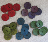 Coconut Buttons, Red Textured Flock Coconut Button - Large, 30mm