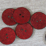 Coconut Buttons, Red Textured Flock Coconut Button - Large, 30mm