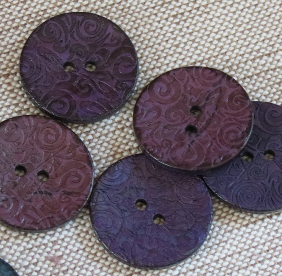 Coconut Buttons, Purple Textured Flock Coconut Button - Large, 30mm