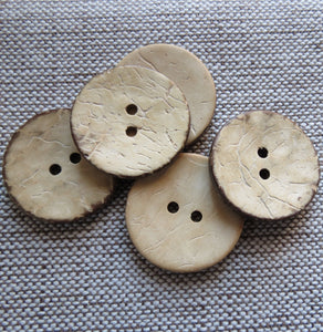 Coconut Buttons, Cream Rustic Textured Coconut Button - Large, 30mm