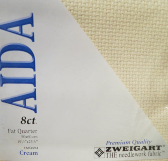 Aida 8 count Cotton Fabric, Zweigart 8ct Aida Binca - Fat Quarter, FQ264 Cream