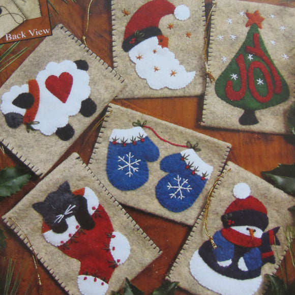 Wool Felt Embroidery Applique Kit, Christmas Ornaments / Gift Bags Set