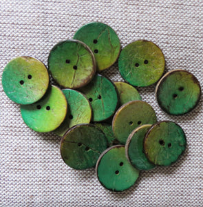 Coconut Buttons, Meadow Grass Textured Coconut Button - Medium, 22mm