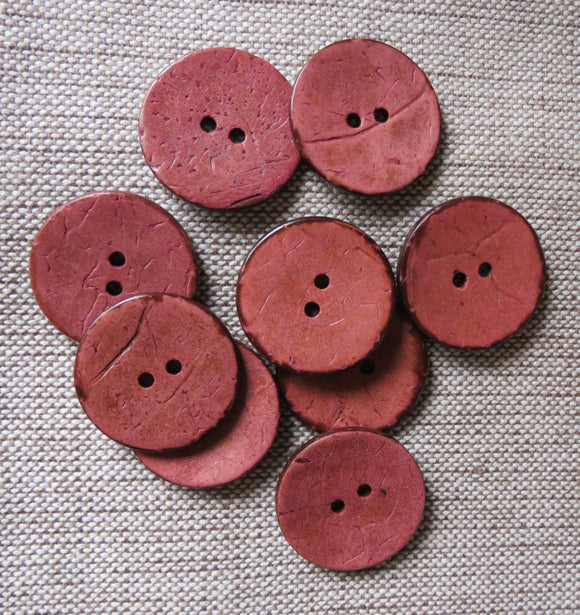 Coconut Buttons, Dusky Pink Rustic Textured Coconut Button - Large, 30mm