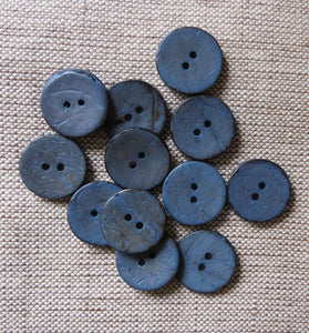 Coconut Buttons, Denim Blue Rustic Textured Coconut Button - Medium, 22mm