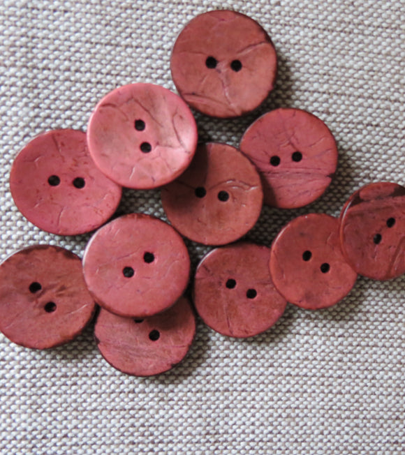 Coconut Buttons, Dusky Pink Rustic Textured Coconut Button - Medium, 22mm