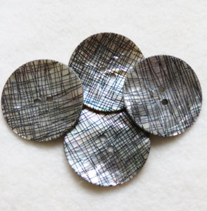 Designer Button, Italian Limited Edition Shell Buttons - Silver Sgrafitto 34mm