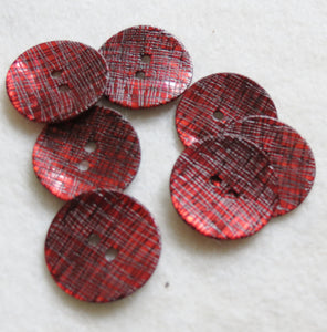 Designer Button, Italian Limited Edition Shell Buttons - Red Sgrafitto 22mm
