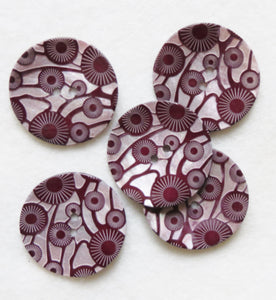 Designer Button, Italian Limited Edition Shell Buttons - Deco Wine 34mm