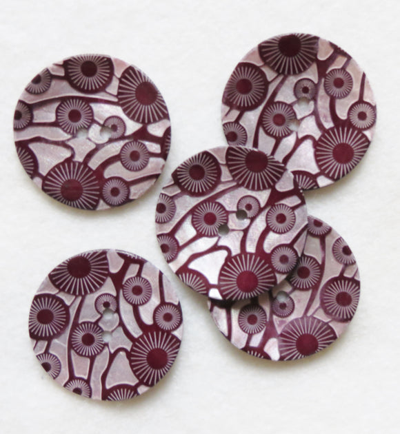 Designer Button, Italian Limited Edition Shell Buttons - Deco Wine 34mm