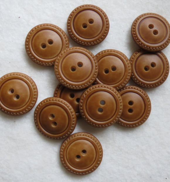 Leather-Look Buttons, Round Tan Button - 23mm, Set of 3