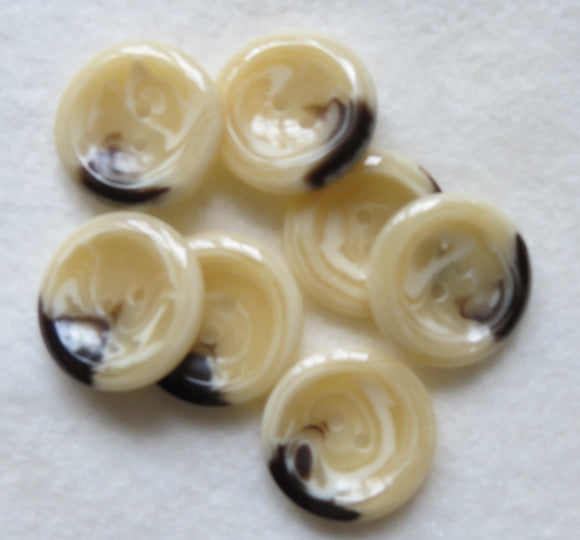 Aran Marbled Buttons, Round Cream Button - 26mm, Set of 3