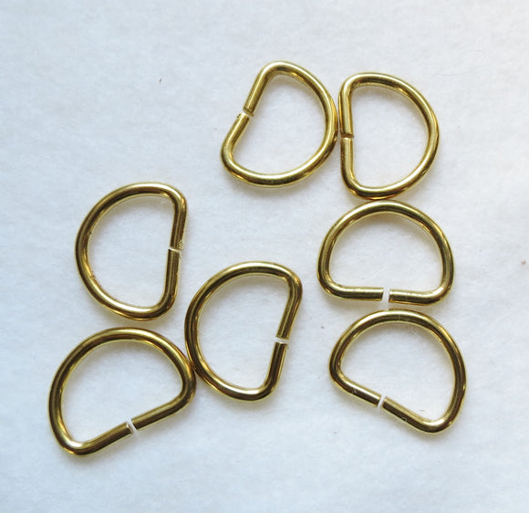 D Rings, Gold D-Rings - Gold 12mm - Pack of 6