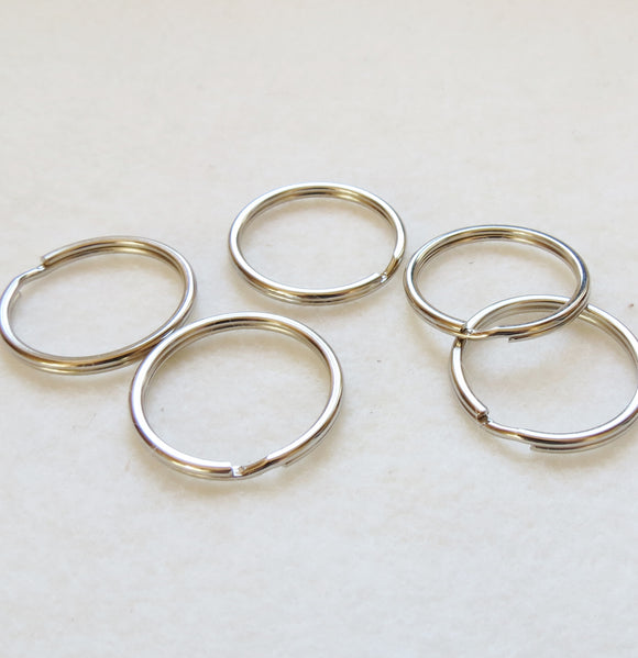 Split Rings for Key Rings, Bag Making -Silver 25mm -Pack of 5