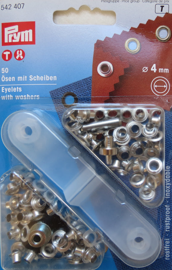 Prym Eyelets, Washers, Tool - Eyelet Fixing Kit - Silver 4mm 542407