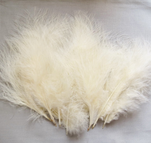 Marabou Feathers, Luxury Marabout Feathers - Premium Cream x 12