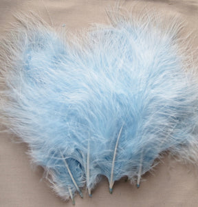 Marabou Feathers, Luxury Marabout Feathers - Premium Blue x 12
