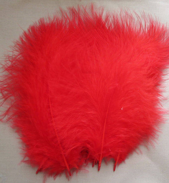 Marabou Feathers, Luxury Marabout Feathers - Premium Red x 12