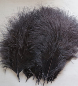 Marabou Feathers, Luxury Marabout Feathers - Premium Black x 12