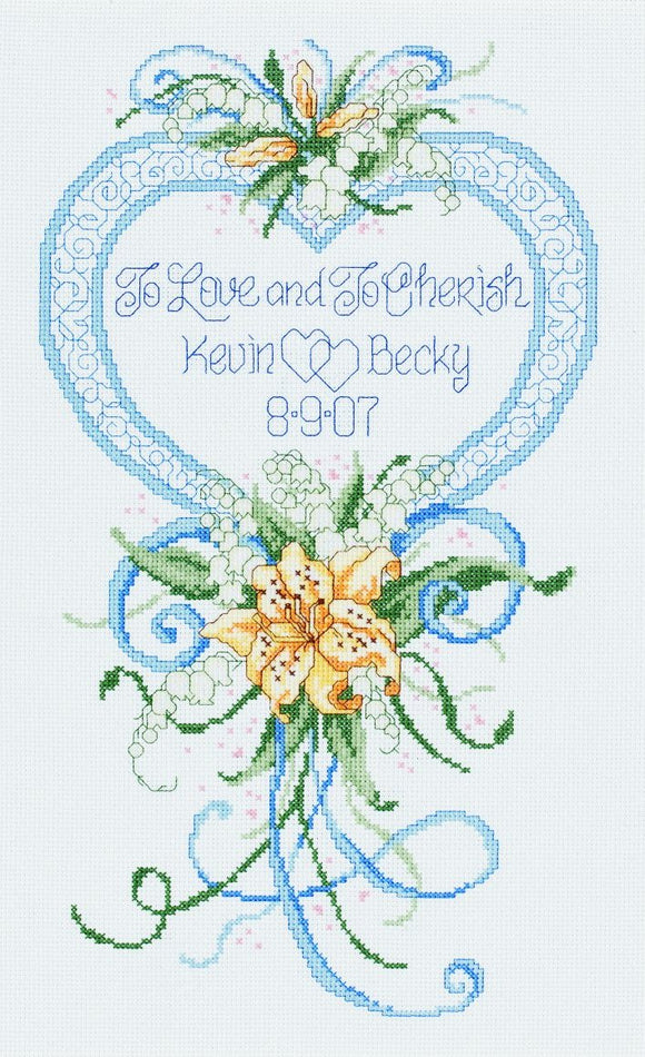Cherish Wedding Heart, Counted Cross Stitch Kit Janlynn 056-0200